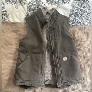 Carhartt Relaxed Fit Washed Duck Sherpa Lined Mock Neck Vest